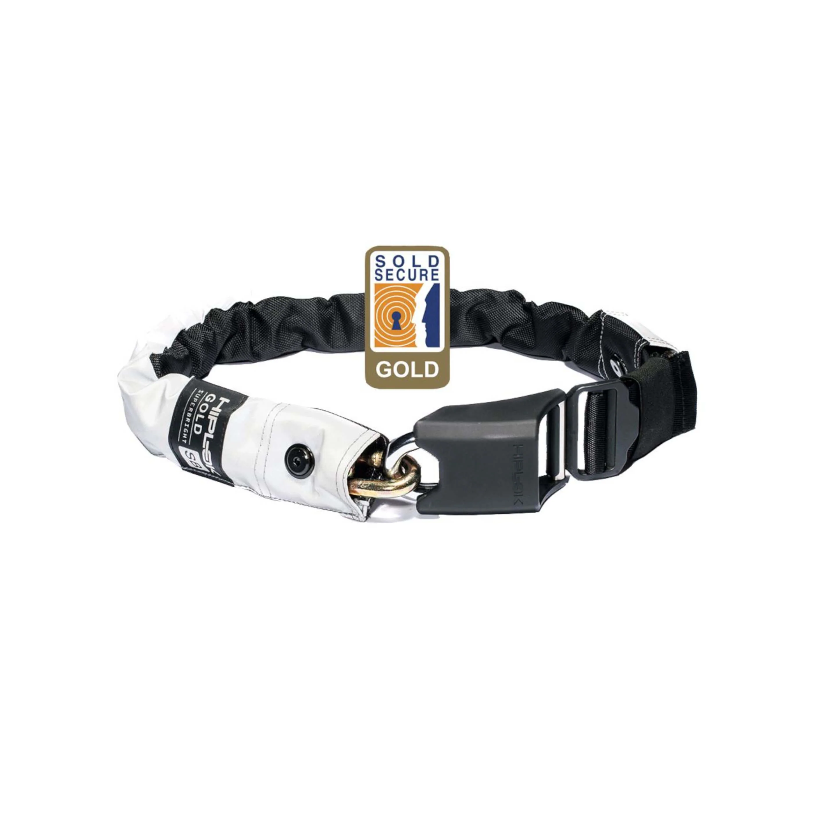 Hiplok Wearable Chain Lock - 10mm x 85cm - Waist 24-44 Inches (Gold Approved) - High Visibility